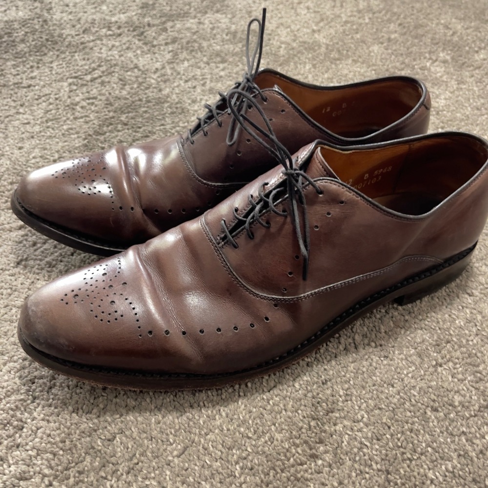 Allen Edmonds Weybridge 12 B Brown Leather Wingtip Oxford Dress‎ Shoes Men